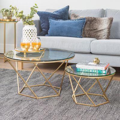 Geometric Gold Glass Nesting Coffee Tables In 2019 | Round With Geometric Coffee Tables (View 4 of 15)