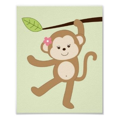 Girl Monkey Jungle Nursery Wall Art Print | Zazzle In With Regard To Jungle Wall Art (View 8 of 15)
