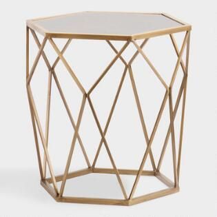 Gold Geometric Mirrored Adair Accent Table | Small Gold For White Geometric Coffee Tables (View 4 of 15)