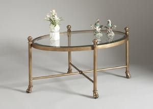 Gold Gordon Oval Cocktail Table – Traditional – Coffee Pertaining To Metallic Gold Cocktail Tables (View 15 of 15)
