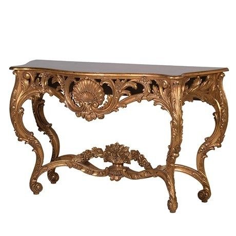 Gold Leaf Versailles French Console Table | Antique Within Antiqued Gold Leaf Coffee Tables (View 4 of 15)