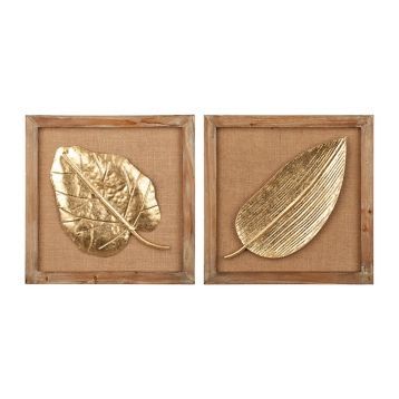 Gold Palm Leaves Wall Plaques, Set Of 2 | Palm Leaf Decor For Palm Leaves Wall Art (View 15 of 15)