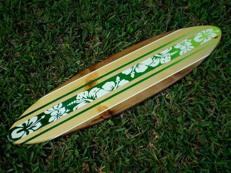 Green Tropical Wood Surfboard Wall Artwork Solid Wood Surf Pertaining To Surfing Wall Art (View 3 of 15)