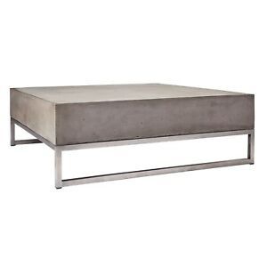 Grey Concrete Square Coffee Table Stainless Steel Urban With Regard To Silver Stainless Steel Coffee Tables (View 11 of 15)