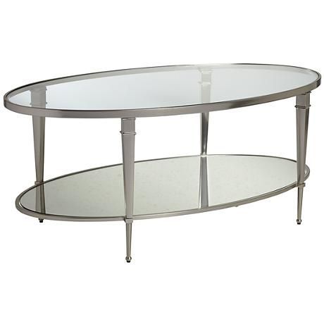 Hammary Mallory Oval Glass And Nickel Cocktail Table Within Antique Mirror Cocktail Tables (View 4 of 15)