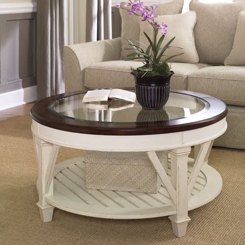 Hammary Promenade Round Cocktail Table Set In Fruitwood Throughout Swan Black Coffee Tables (View 15 of 15)