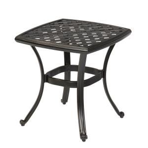 Hampton Bay Belcourt Metal Square Outdoor Side Table Within Aged Black Iron Coffee Tables (View 1 of 15)