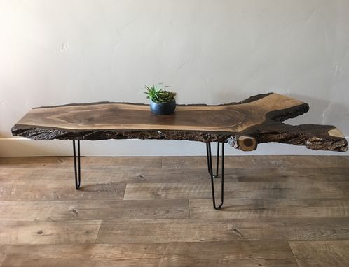Hand Crafted Black Walnut Live Edge Coffee Table For Dark Walnut Drink Tables (View 1 of 15)