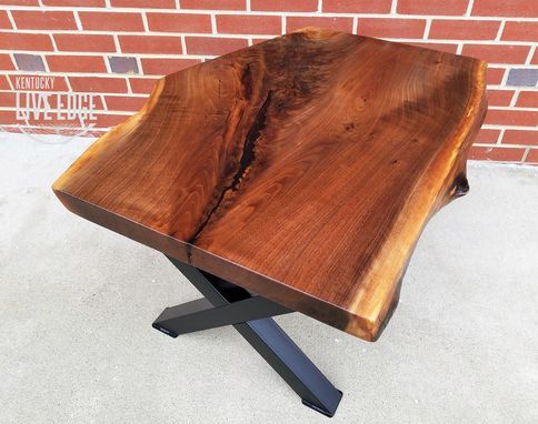 Hand Crafted Live Edge Coffee Table  Black Walnut  X Style Intended For Rustic Walnut Wood Coffee Tables (View 7 of 15)