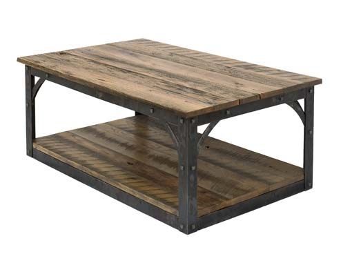 Hand Forged Iron And Reclaimed Barn Wood Coffee Table Regarding Reclaimed Wood Coffee Tables (View 2 of 15)