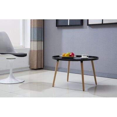 Hashtag Home Julianna Raised Edge Coffee Table Table Top Inside Square Matte Black Coffee Tables (View 4 of 15)