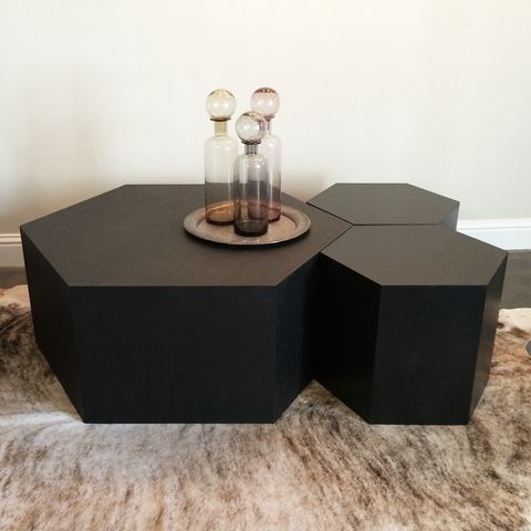 Hexagon Wood Modern Geometric Table  Matte Black – Hammers Inside Geometric White Coffee Tables (View 13 of 15)