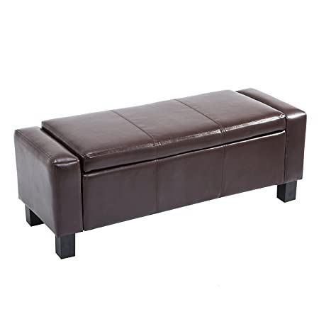 Homcom 42 Faux Leather Storage Ottoman Bench Organizer Throughout Pecan Brown Triangular Coffee Tables (View 12 of 15)