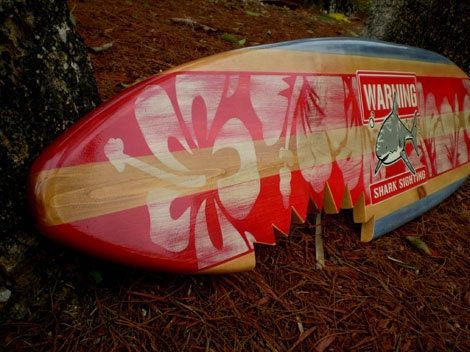 Horizontal Sharkbite Red Vintage Surfboard Wall Art Solid Within Surfing Wall Art (View 4 of 15)