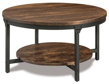 Houston 38" Round Steel & Wood Solid Top Coffee Table For Rustic Espresso Wood Coffee Tables (View 8 of 15)