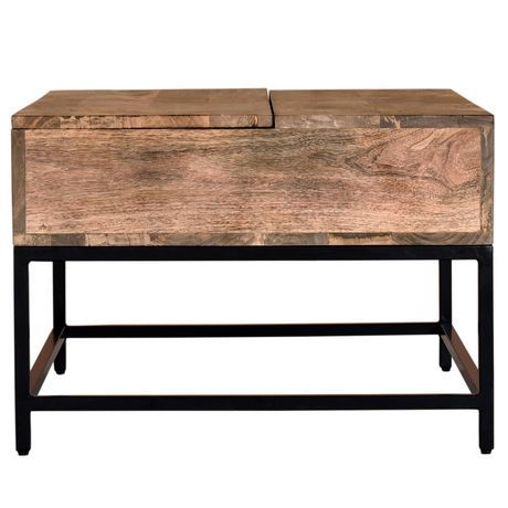 Industrial Chic Solid Wood & Wrought Iron Lift Top Coffee Within Oak Wood And Metal Legs Coffee Tables (View 2 of 15)