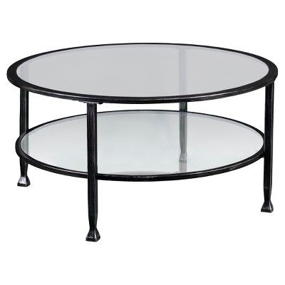 Jamel Round Cocktail Table – Distressed Black – Aiden Lane Inside Black Metal Cocktail Tables (View 1 of 15)