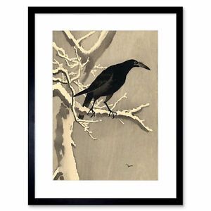 Japan Nature Crow Tree Snow Shoson Ohara Framed Wall Art With Natural Framed Art Prints (View 14 of 15)