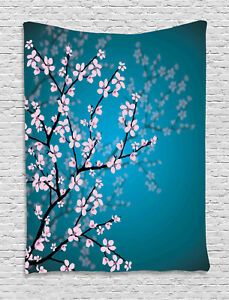 Japanese Tapestry Spring Sakura Flowers Print Wall Hanging In Tokyo Wall Art (View 3 of 15)