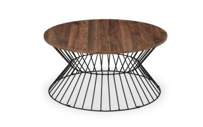 Jersey Round Wire Coffee Table – Walnut | Julian Bowen Limited Intended For Black Round Glass Top Cocktail Tables (View 9 of 15)