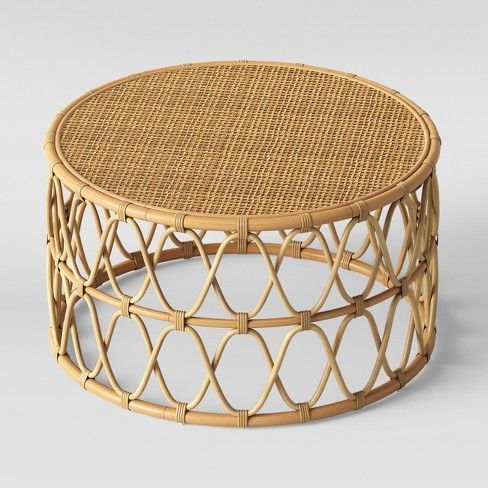 Jewel Round Coffee And Side Table Set Natural – Opalhouse Throughout Natural Woven Banana Coffee Tables (View 5 of 15)
