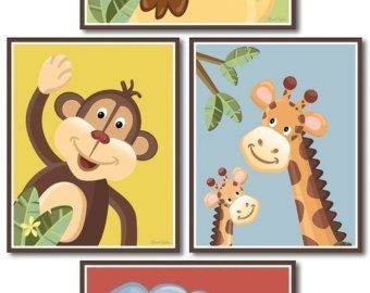 Jungle Animals Wall Art Jungle Animals Prints For Nursery Inside Jungle Wall Art (View 5 of 15)