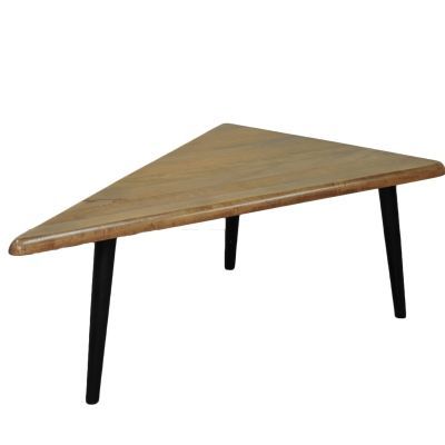 Jurgen Triangle Mango Wood Coffee Table Black Legs, Smoke Intended For Triangular Coffee Tables (View 9 of 15)