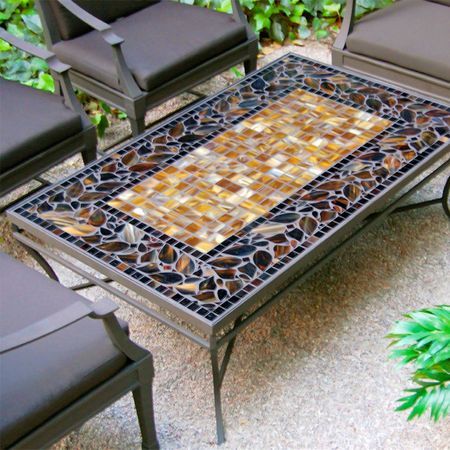 Knf Designs Mosaic Coffee Table – 48X30 – Iron Accents In Aged Black Iron Coffee Tables (View 11 of 15)