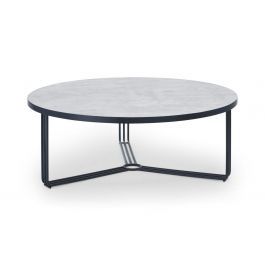 Large Circular Coffee Table | Pale Stone Top & Black Frame With Large Modern Coffee Tables (View 8 of 15)