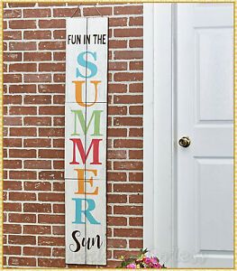 Large Fun In The Summer Sun Welcome Porch Sign Wooden Pertaining To Summer Wall Art (View 2 of 15)