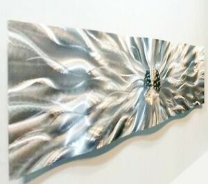 Large Silver Wave Metal Wall Art – Wall Sculpture – Modern Within Wave Wall Art (View 12 of 15)