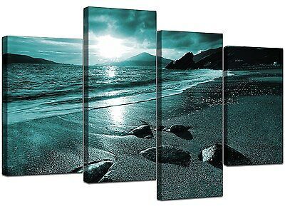 Large Teal Landscape Canvas Wall Art Pictures Xl 130Cm In Landscape Wall Art (View 8 of 15)