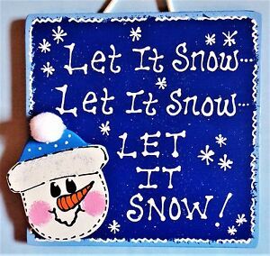 Let It Snow Snowman Sign Wall Art Hanging Plaque Winter Intended For Snow Wall Art (View 10 of 15)