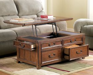 Lift Top Trunk Style Coffee Table With Storage Drawers Oak Pertaining To Walnut Wood Storage Trunk Cocktail Tables (View 6 of 15)