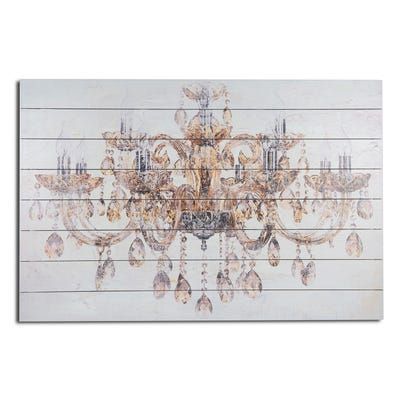 Lighten Your Space With This Elegant Chandelier Printed On For Elegant Wood Wall Art (View 7 of 15)