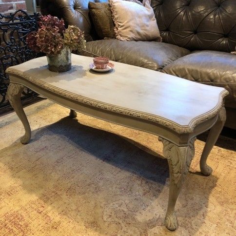 Lovely Vintage Grey Hand Painted Ornate Carved Rectangular Intended For Gray Driftwood And Metal Coffee Tables (View 6 of 15)