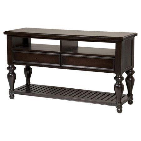 Low Country Sepia Finished Console Table With A Slatted With Regard To Open Storage Coffee Tables (View 15 of 15)