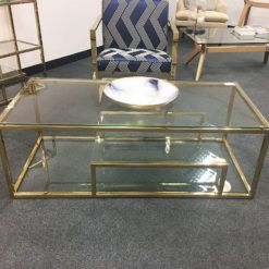 Lucia Gold Glass Multi Shelf Coffee Table | Picture Intended For Antiqued Gold Rectangular Coffee Tables (View 13 of 15)