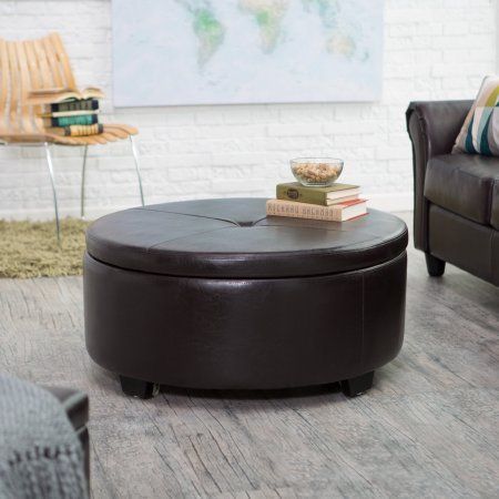 Luxury Coffee Table Ottoman With Wheels, Round Shape Regarding Black Wood Storage Coffee Tables (View 14 of 15)