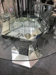 Luxury Mirrored Crushed Crystal Round Glass Dining Table Inside Gold And Mirror Modern Cube End Tables (View 10 of 15)