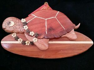 M Hawaiian Honu Turtle Surfing Hawaii Handcrafted Wood Art Pertaining To Hawaii Wall Art (View 7 of 15)