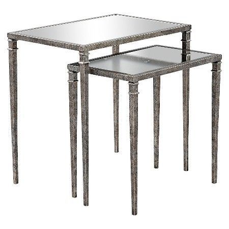 Maaya Home Kenzie Nesting Tables Antique Silver With With Regard To Antique Gold Nesting Coffee Tables (View 4 of 15)