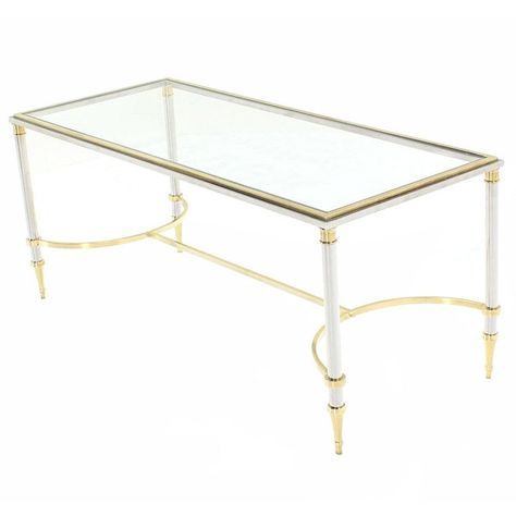 Maison Jansen Coffee / Cocktail Table – Chrome Brass Glass Regarding Brass Smoked Glass Cocktail Tables (View 15 of 15)
