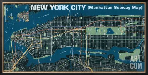 'Manhattan Subway Map' Framed Art Print – | Art | New Inside New York City Framed Art Prints (View 2 of 15)