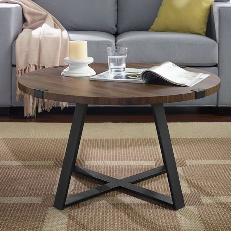 Manor Park 30" Rustic Urban Industrial Wood And Metal Wrap In Wood Coffee Tables (View 3 of 15)
