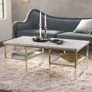 Marble/Granite Top Coffee Tables You'Ll Love | Wayfair With Regard To White Marble And Gold Coffee Tables (View 7 of 15)