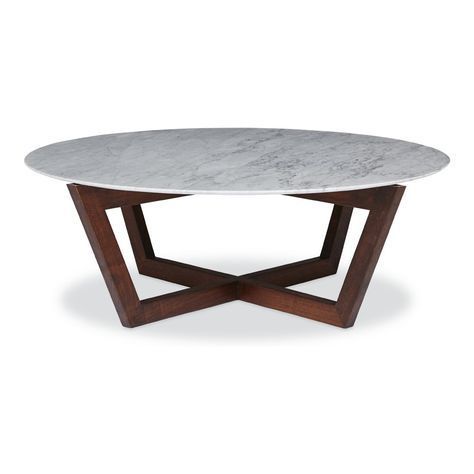 Marcello Round Coffee Table  Italian Carrara Marble And For Metal Legs And Oak Top Round Coffee Tables (View 2 of 15)
