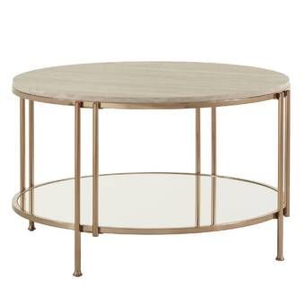 Mercer41 Stamper Faux Stone Coffee Table & Reviews Regarding Faux White Marble And Metal Coffee Tables (View 4 of 15)