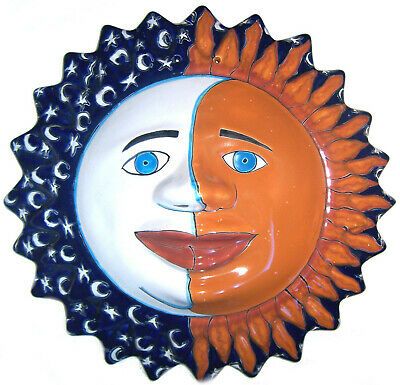 Mexican Talavera Ceramic Big Eclipse Sun Face Wall Decor For Sun Wall Art (View 11 of 15)