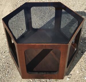 Mid Century Modern Lane Hexagonal End/Coffee Table With Pertaining To Smoke Gray Wood Coffee Tables (View 15 of 15)